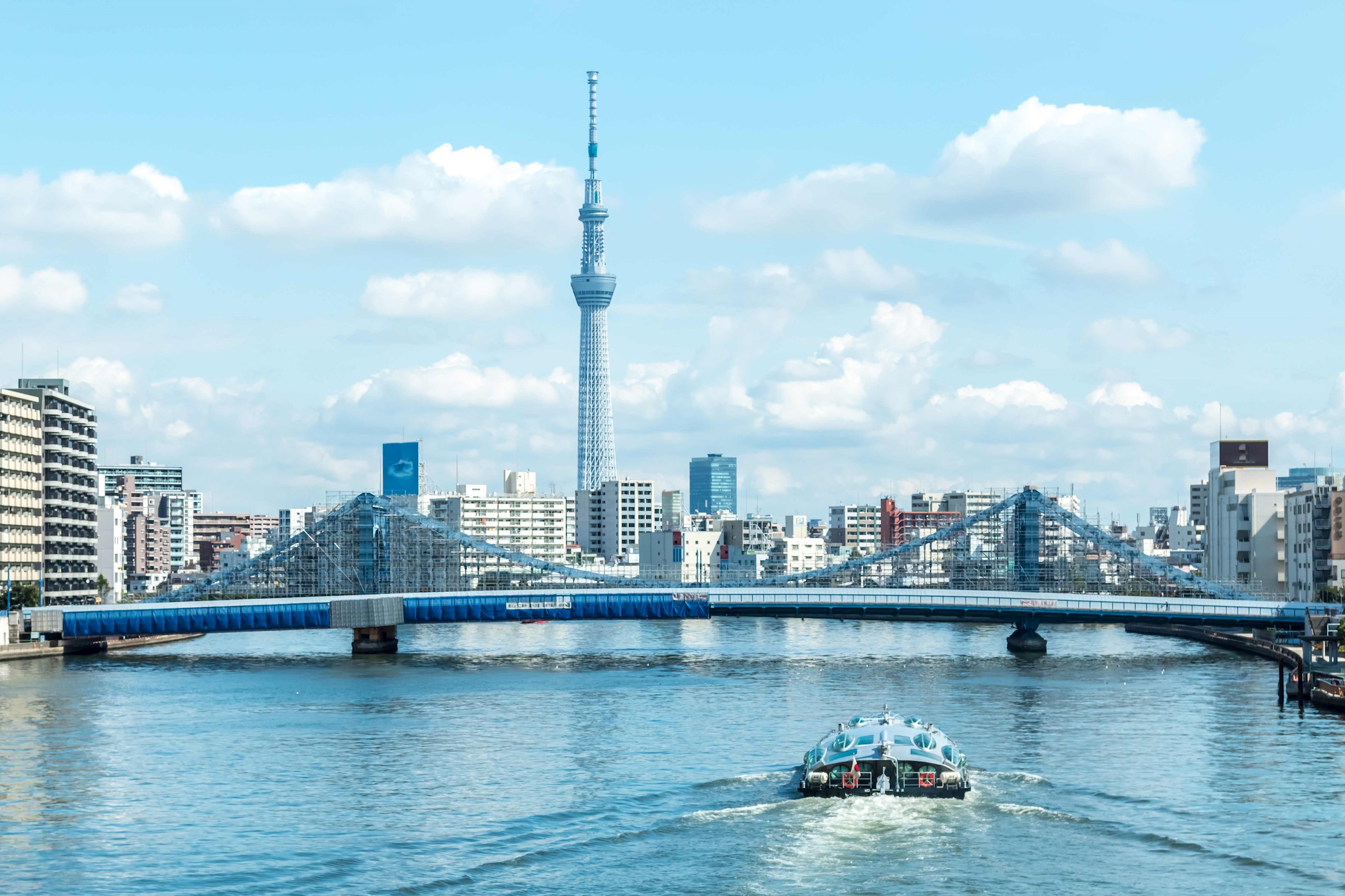 See Tokyo skyline on Sumida River Cruise, Japan