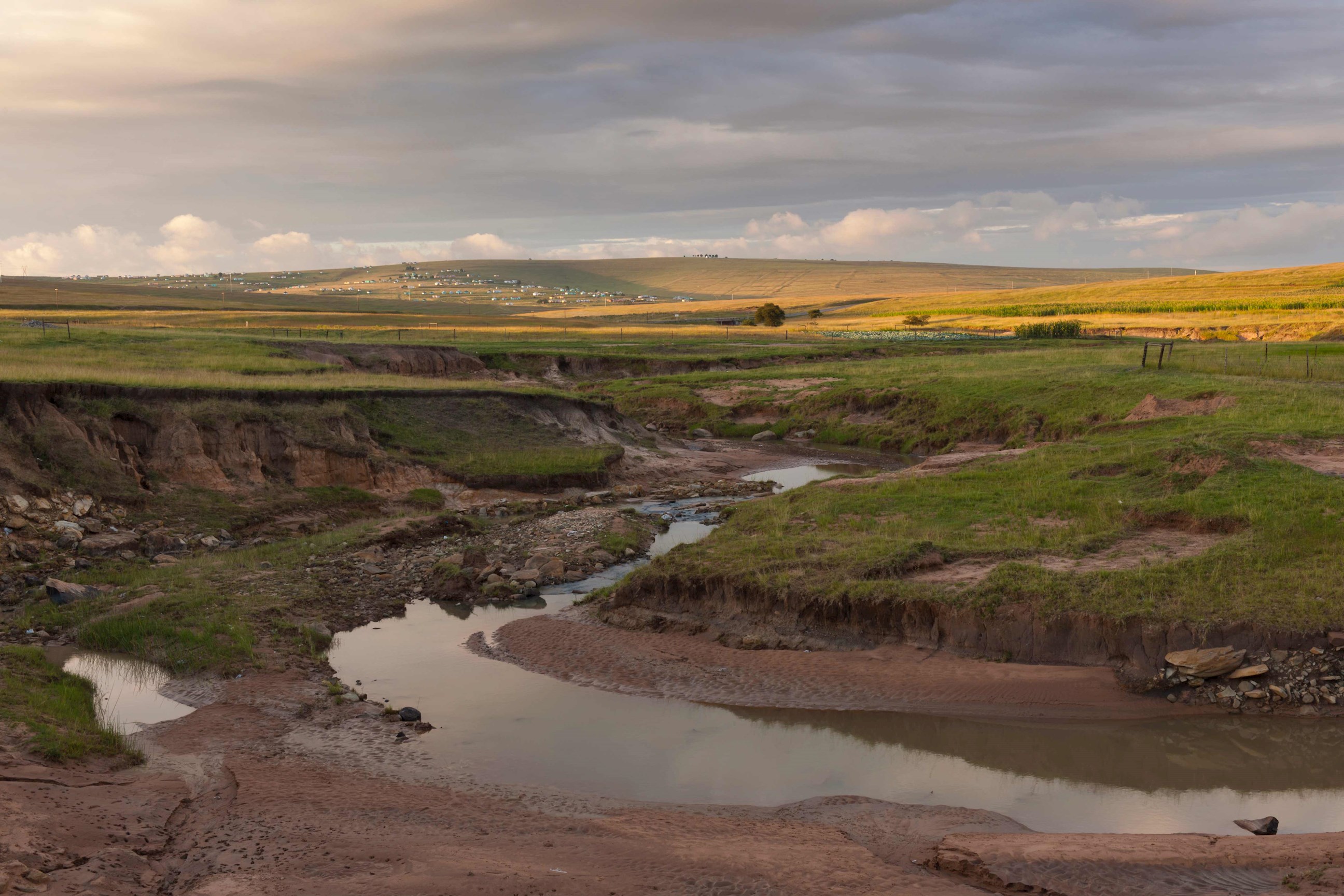 Qunu landscape with river from Nelson Mandela’s childhood, South Africa