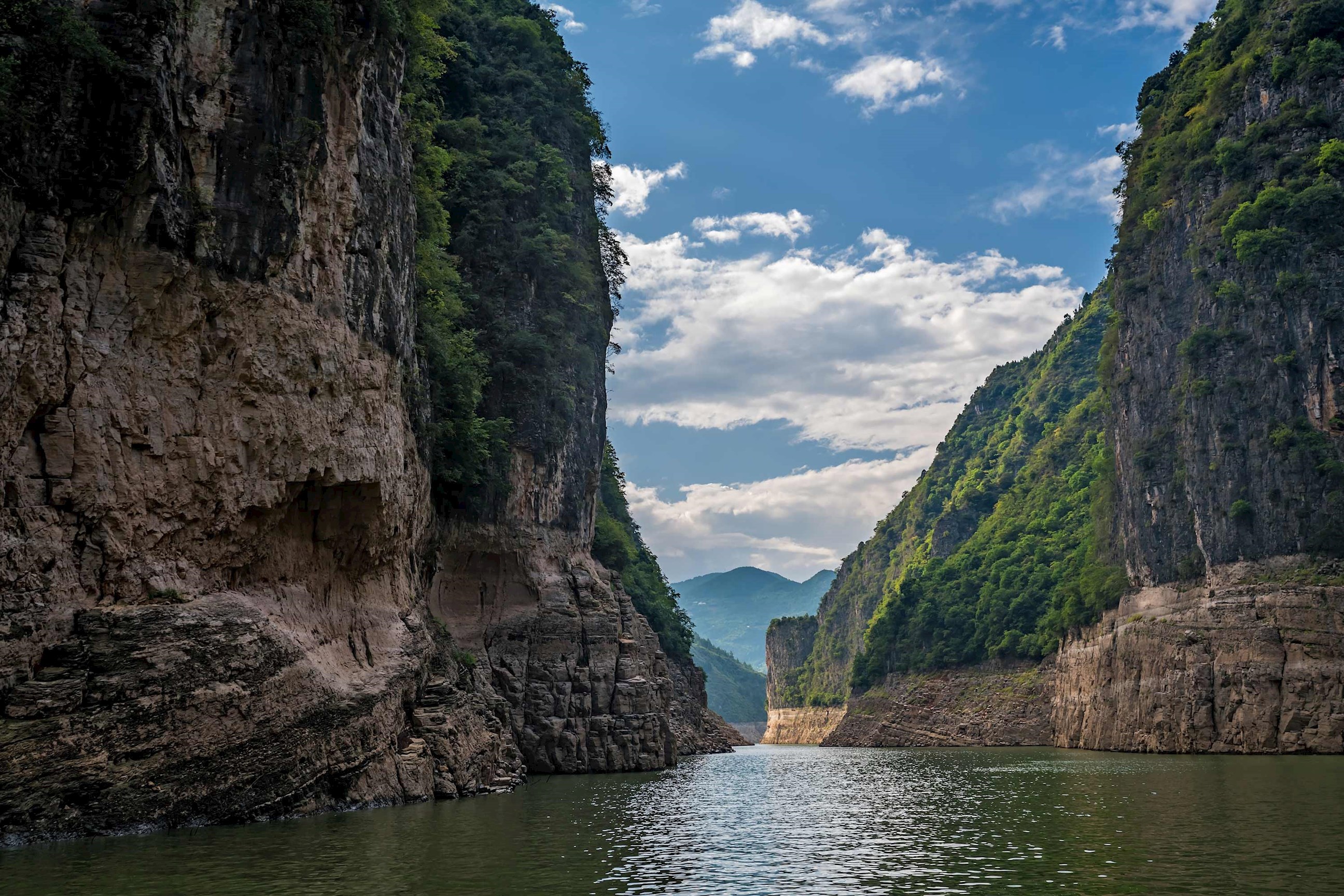 Deep vertical canyon walls of the Shennong Xi Stream, Yangtze River, China