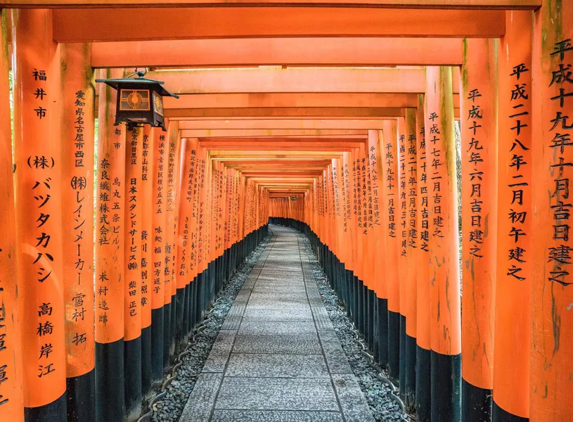 Torii Gates at Fushimi Inari Shrine in Kyoto, Japan