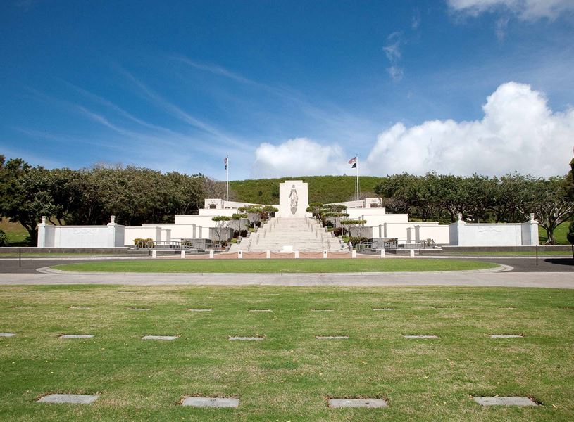 Drive Through National Memorial Cemetery of the Pacific in Honolulu, Hawaii