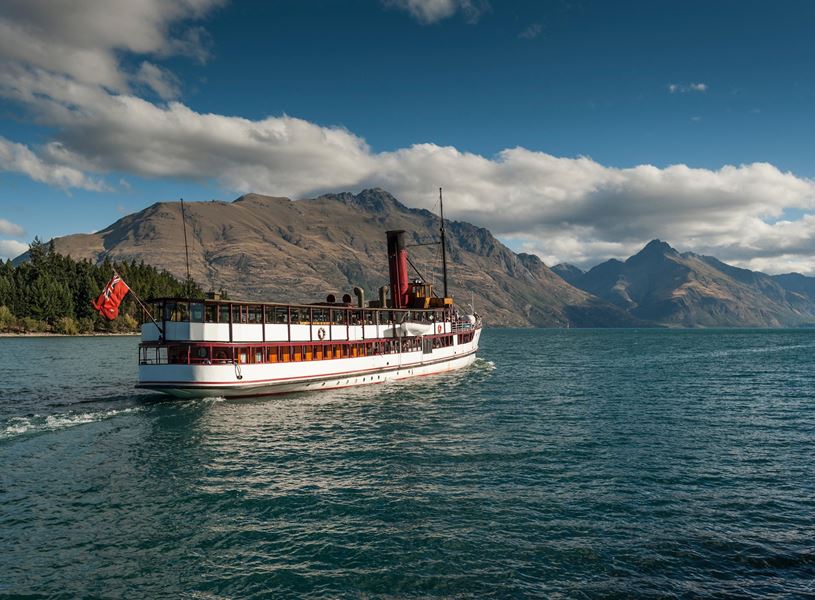 Old steamer on Lake Wakatipu, New Zealand