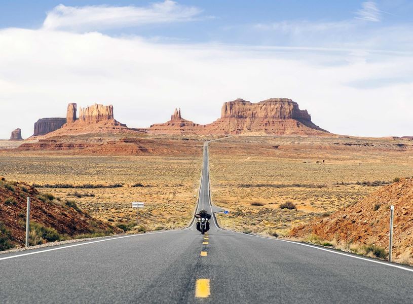 Motorcycle in Monument Valley, USA