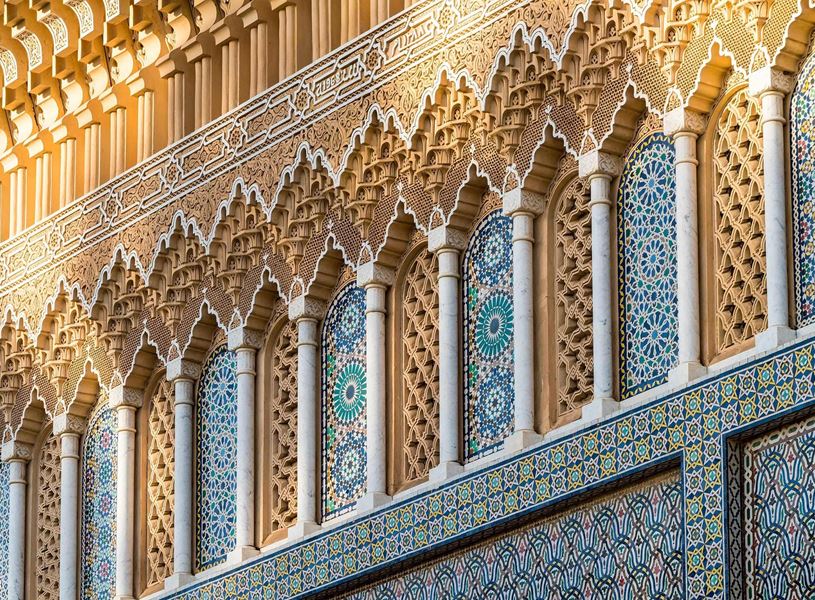 Ornate Gate of the Dar Al Makhzen Palace in Fes, Morocco