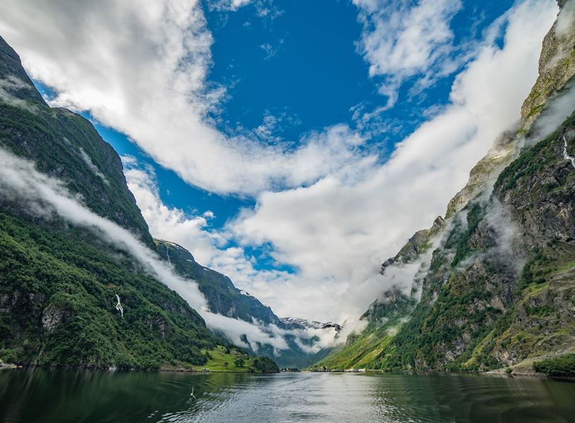 Naeroyfjord & Mountain Scenery, Naeroyfjord, Norway