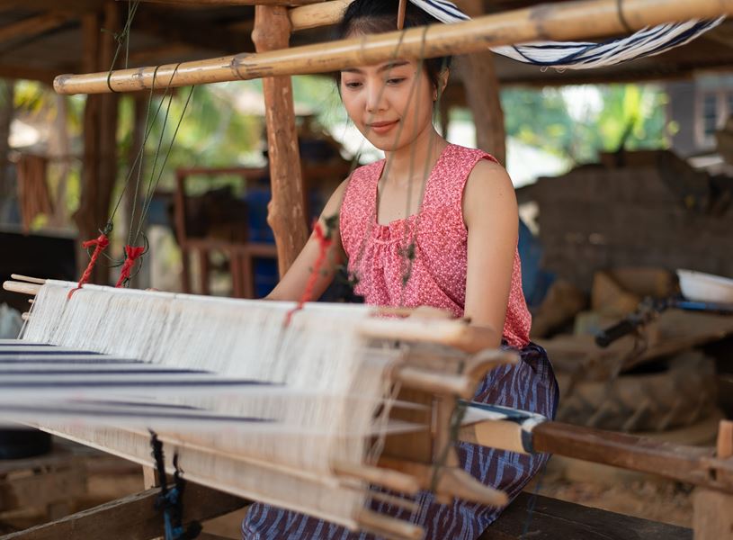 On a MAKE TRAVEL MATTER visit to Natonchan village, learn about traditional crafts and textiles, Natonchan, Thailand