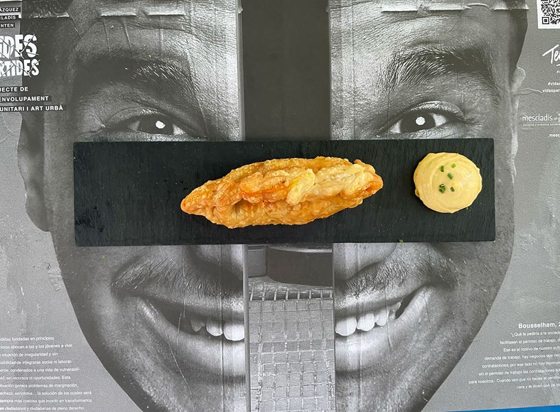 Dinner at Mescladis a restaurant using food and drink to foster social cohesion in the city Barcelona, Spain