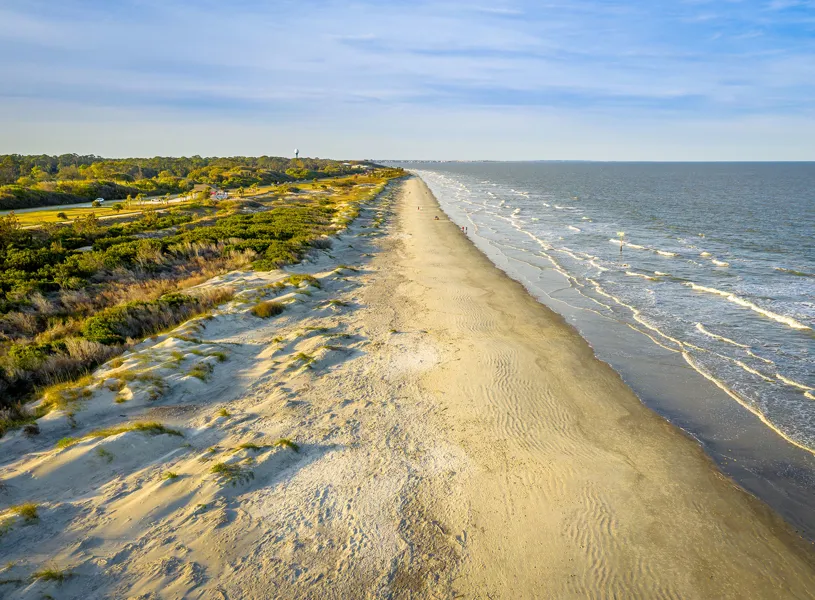 View of Tybee Island Beach in Savannah, Georgia, USA.