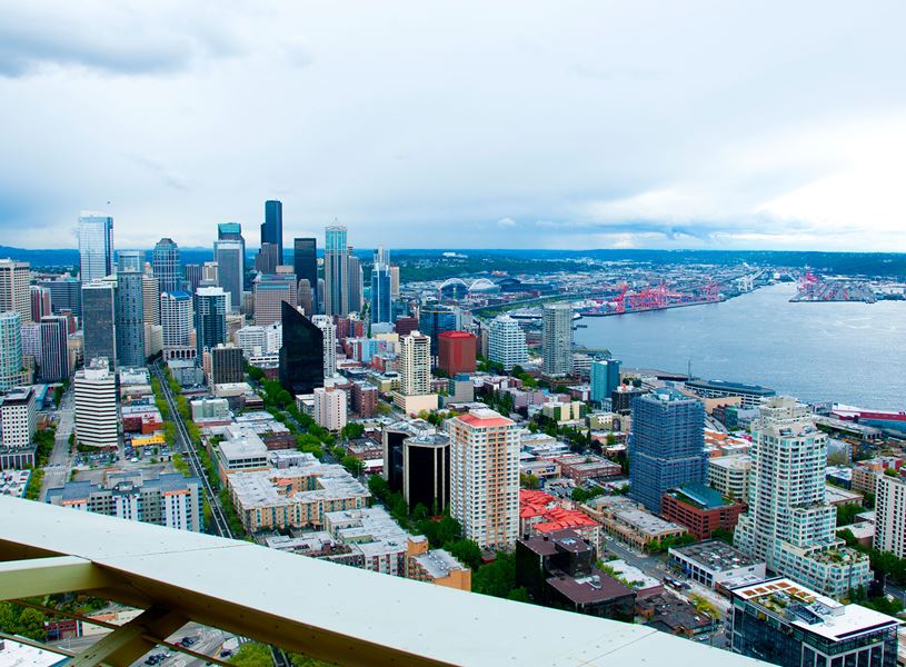 Aerial view of Seattle city, Washington, USA