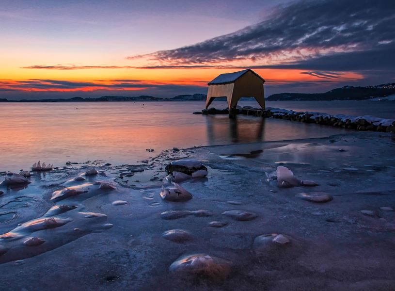 Sunset at Hafrsfjord fjord in Stavanger, Norway