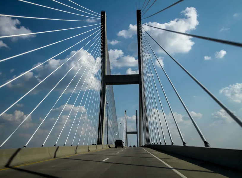 Jekyll Island Sidney Lanier suspension cable bridge at Jekyll Island, Georgia, USA