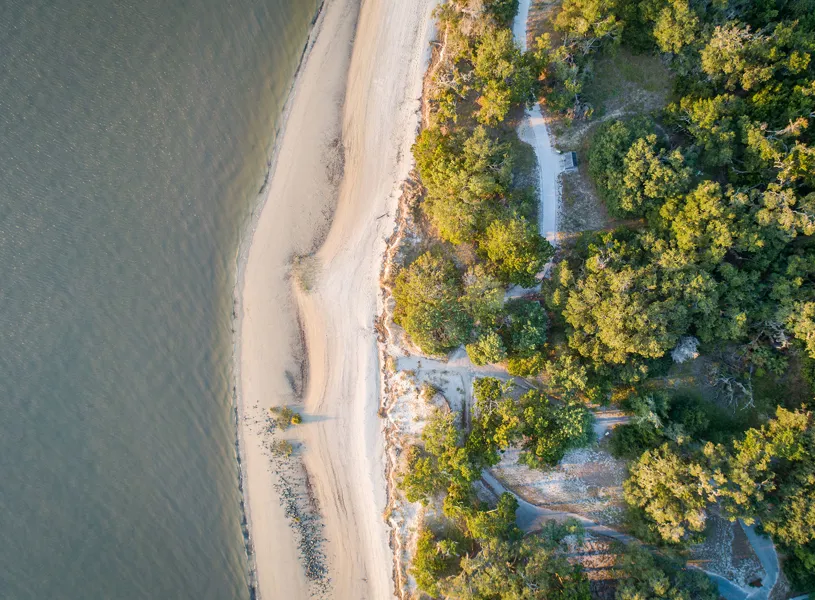 Ariel View of St. Andrews Beach Park, Jekyll Island, Georgia, USA