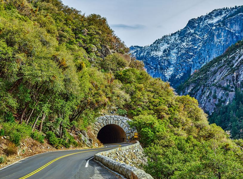 Tunnel on Tiogra road in Yosemite National Park, California, USA