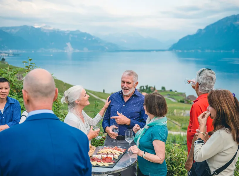 Lunch overlooking Lake Geneva, Geneva, Switzerland