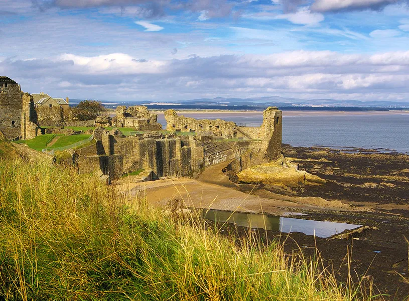 Ruins of St Andrews Castle in Fife, Scotland