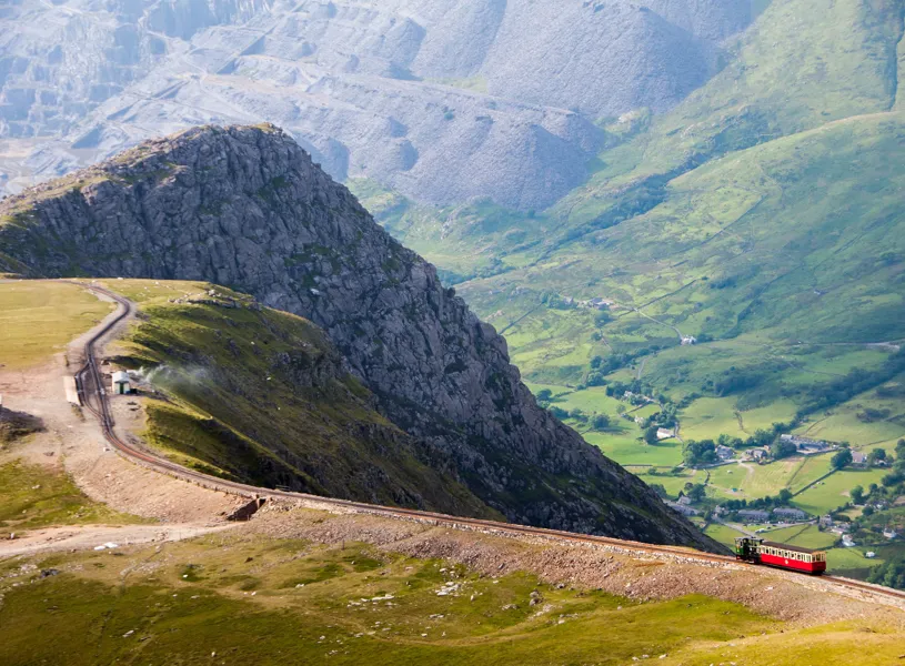 Snowdon Mountain Railway train, Snowdonia, Wales