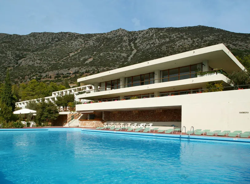 Amalia Hotel exterior, Delphi, Greece