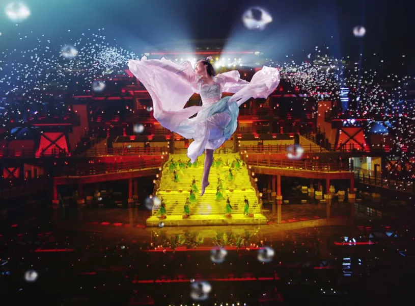 Flying dancer in ‘Romance of Three Kingdoms’ Evening Show, Yangtze River, China