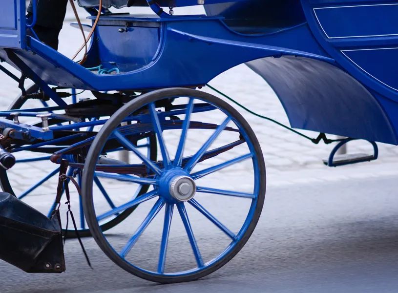 Horse Carriage In Blue Lisbon Portugal 