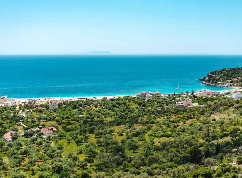 A scenic view from Himare castle in Himare, Albania