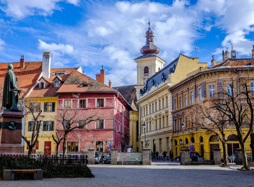 Bishop Teutsch Monument on Huet Square, Sibiu, Romania