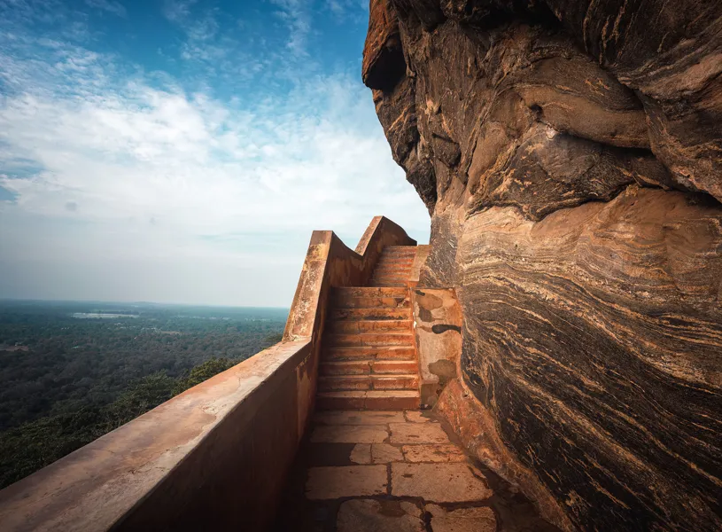 Stairs On The Sigiriya Lions Rock Dambulla Sri Lanka 
