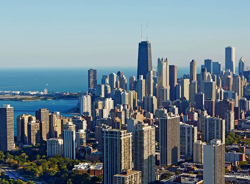 Aerial cityscape of Chicago, Illinois, USA