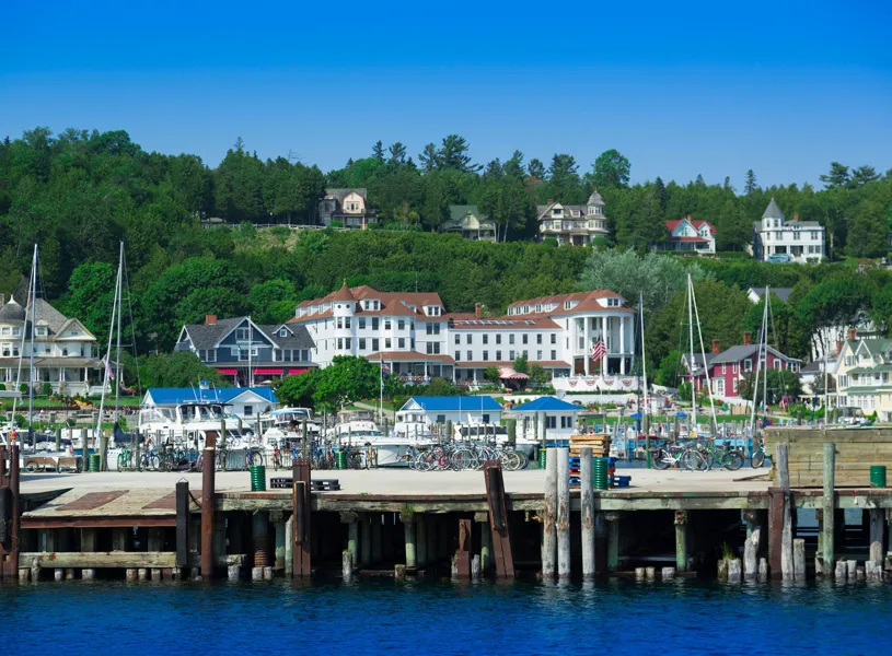 Boat marina in Mackinac Island, Michigan, USA