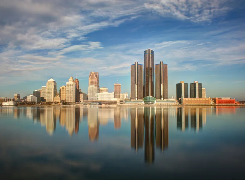 River view of Detroit city, Detroit, Michigan, USA