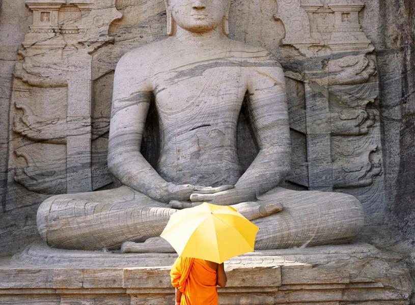 Seated buddha at Gal Vihara in Polonnaruwa, Sri Lanka