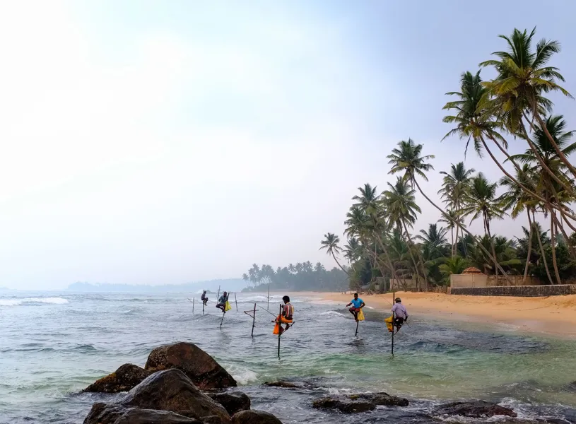 Fishermen on poles, Galle, Sri Lanka