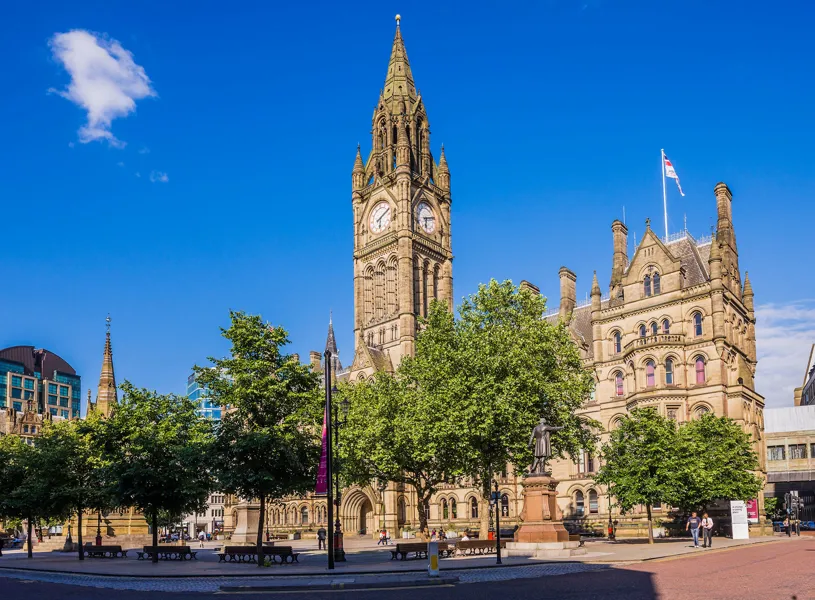 Manchester Town Hall in Albert Square, Manchester, England