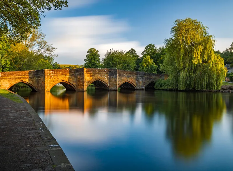 Bakewell Bridge over River Wye in Bakewell, England