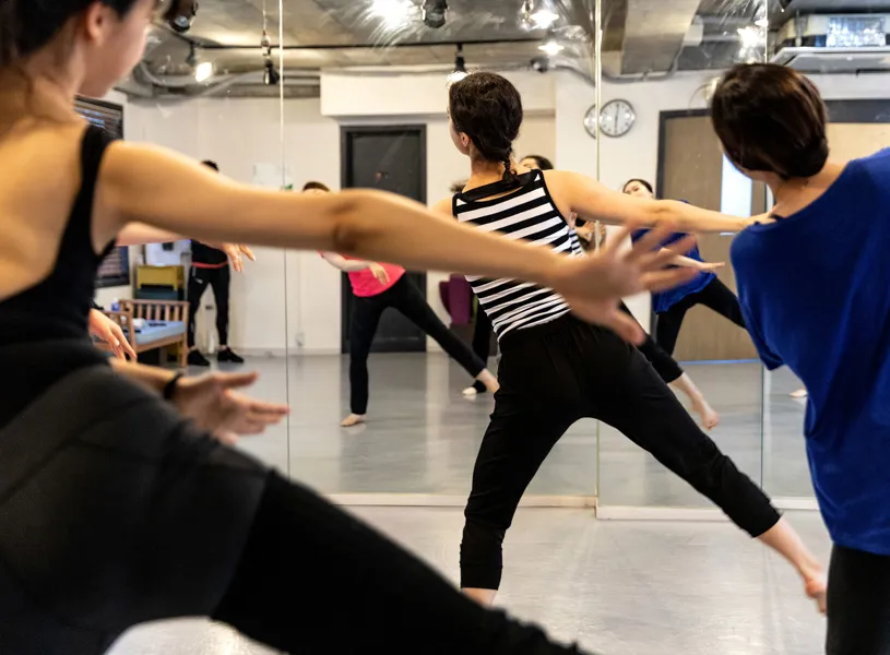 People in a dance class indoors, Seoul, South Korea