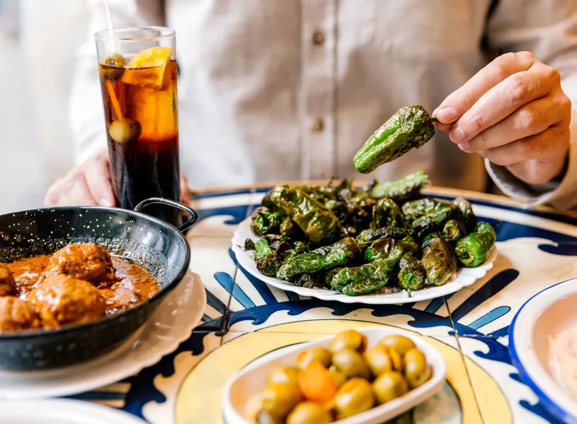 Eating in tapas bar, Barcelona, Spain