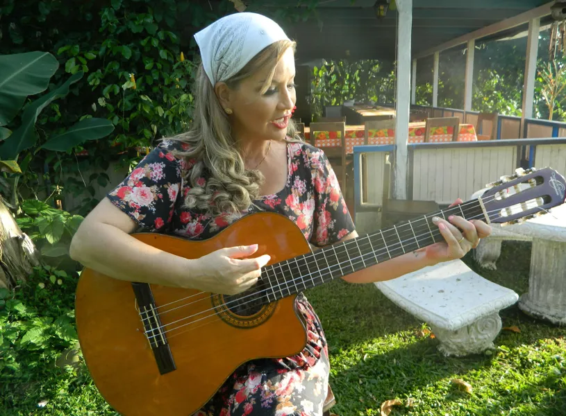 Eli in her garden, Arenal, Costa Rica
