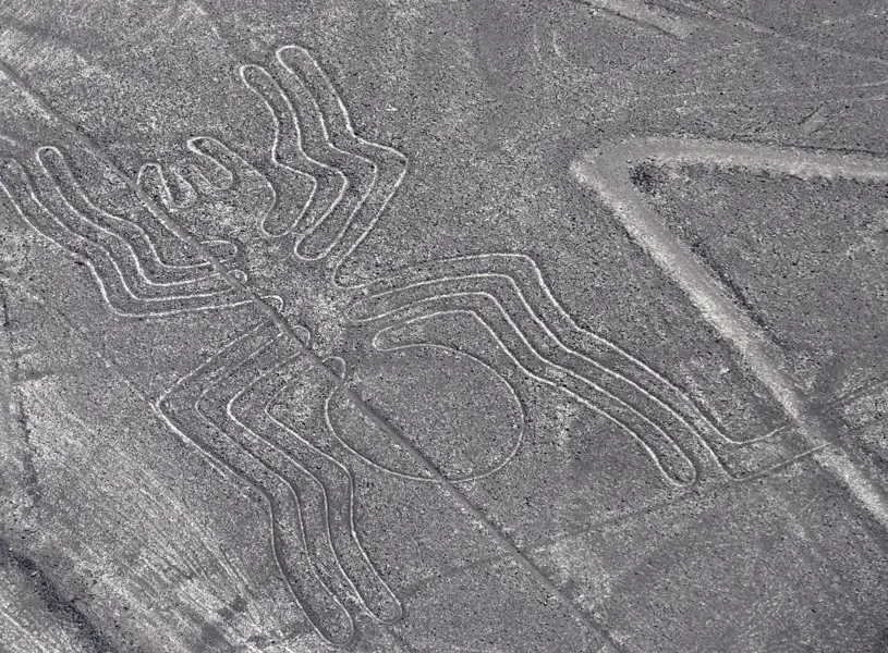 The Spider geoglyph shot over Nazca, Peru