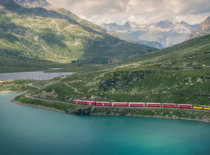 Travel on the Bernina Express, Canton Graubunden, Switzerland