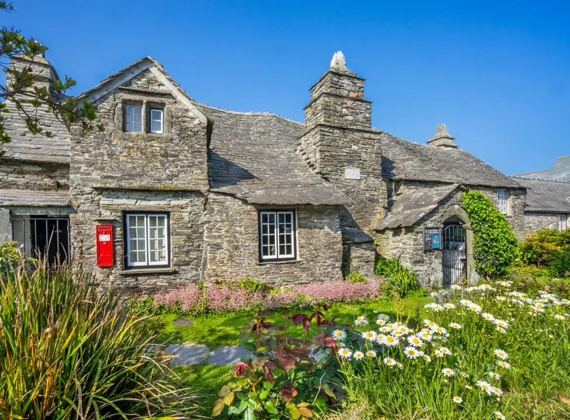 Old post office in Tintagel town, Cornwall, England