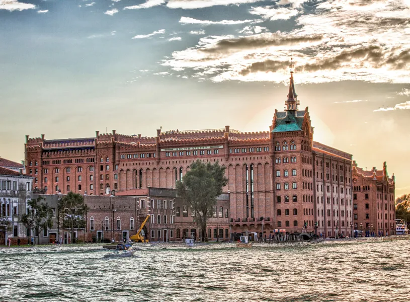 The exterior of the Hilton Molino Stucky Venice overlooking Giudecca Canal