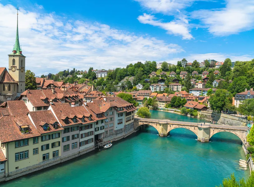 Aare River and Old Town Altstadt, Bern, Switzerland