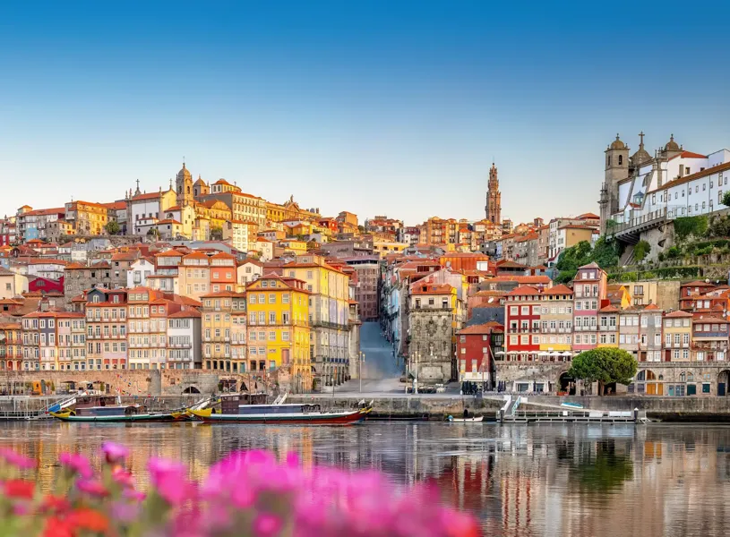 A panoramic view of Ribeira in Porto, Portugal 