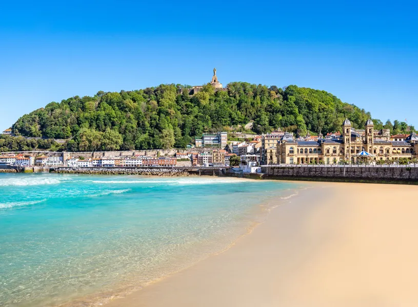 La Concha Beach and Monte Urgull in San Sebastián, Spain