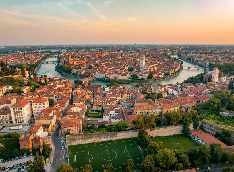 Bird's Eye View of Verona city skyline, Verona, Italy