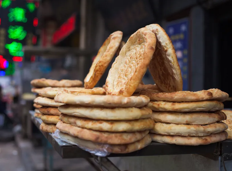 Muslim bread displayed as Xi'An street food, Xi'An, China