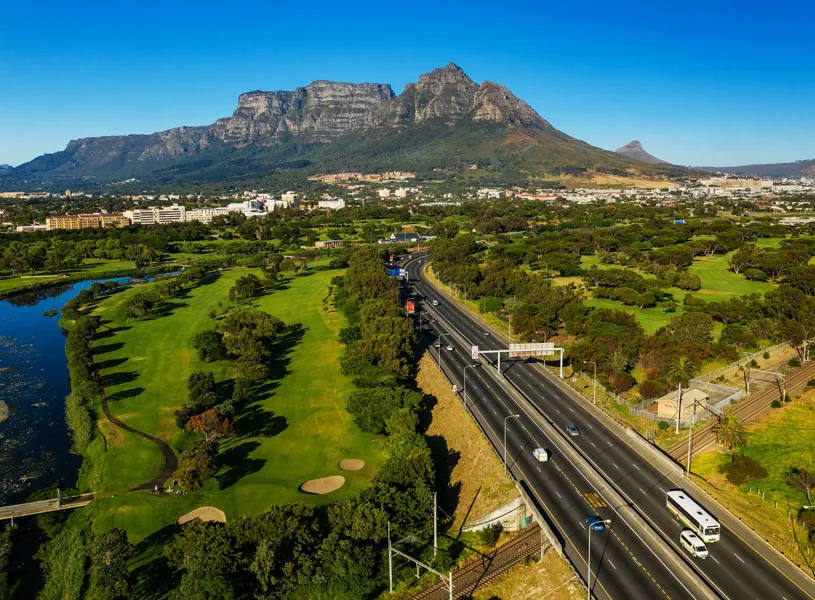 The N2 highway going into Cape town, South Africa