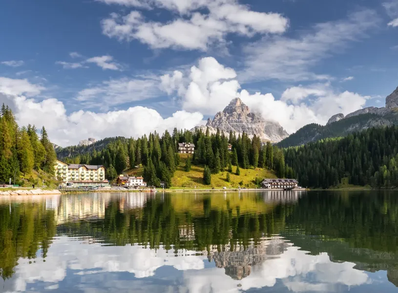Lake Misurina Dolomite Mountains Belluno Italy 