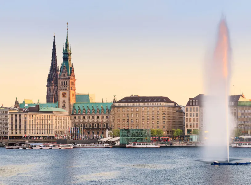 Hamburg Alster Lake panorama, Hamburg, Germany
