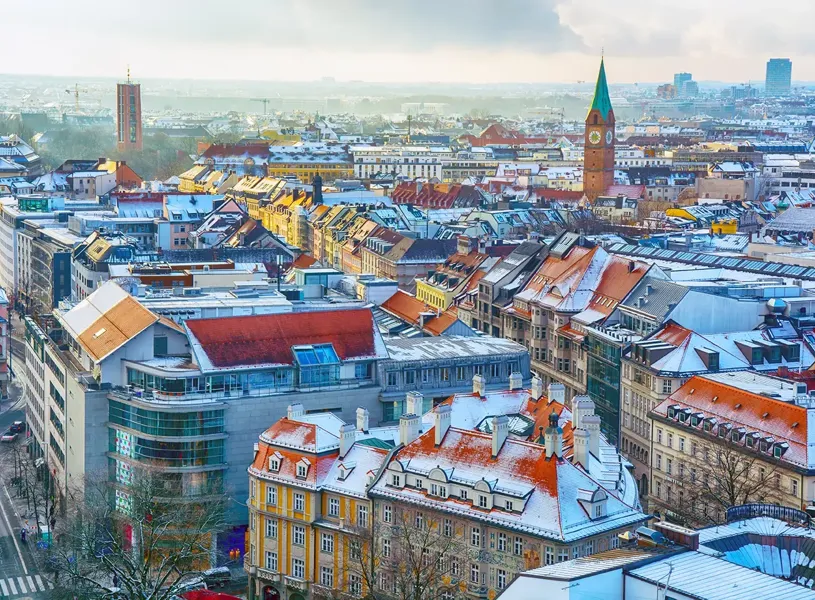 View Over Winter Munich Germany 