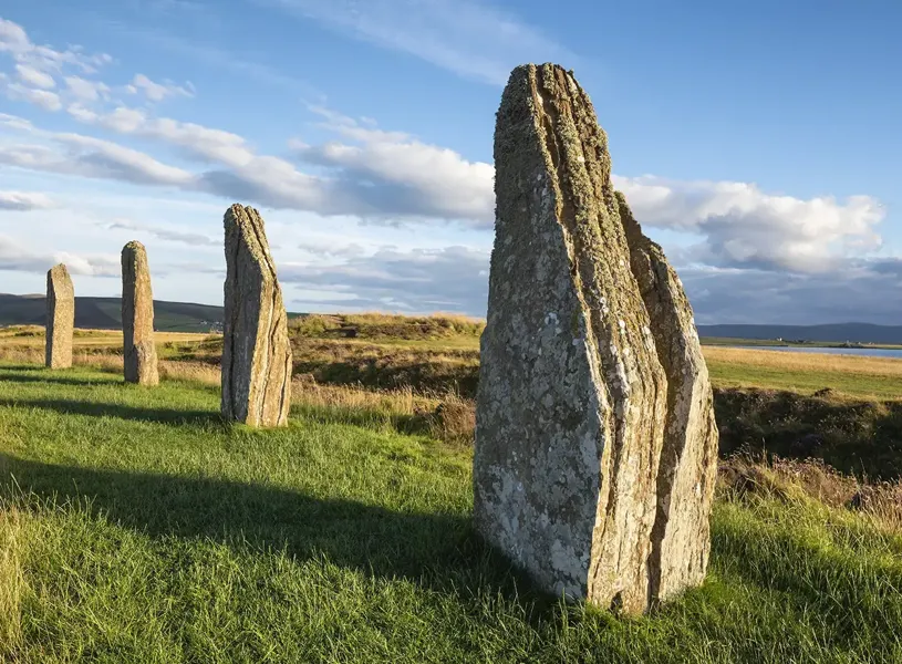 View of the Ring of Brodgar, a Neolithic stone circle in Mainland, Orkney, Scotland